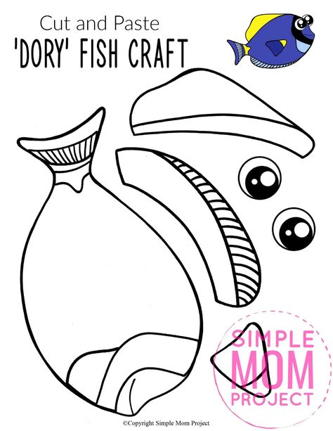 Do you love the movie Finding Nemo? What about Finding Dory? Then you are going to love this paper blue tang fish art project! With a free printable blue tang template, your ocean themed, aquarium craft can begin! She is perfect for kids of all ages including preschoolers and toddlers #bluetang #bluetangcrafts #fishcrafts #dorycrafts #findingnemocrafts #findingdorycrafts #oceananimals #oceananimalcrafts Molde, Nemo Crafts For Kids, Finding Dory Crafts, Homeschooling Lessons, Fish Paper Craft, Simple Mom Project, Aquarium Craft, Dory Fish, Ocean Animal Crafts