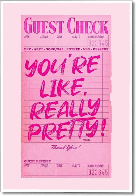 Amazon.com: Prinajssiad Youre Like Really Pretty Canvas Wall Art, Pink Preppy Guest Check Room Aesthetic Poster, Funky Dorm Decor, Trendy Teen Girl Retro Art Bedroom Print 12x16in Unframed: Mixed Media Pink Wall Art Prints, You're Like Really Pretty, Printable Wall Collage, Girls Bedroom Art, Game Room Wall Art, Guest Check, Youre Like Really Pretty, Pink Preppy, Girl Bedroom Walls