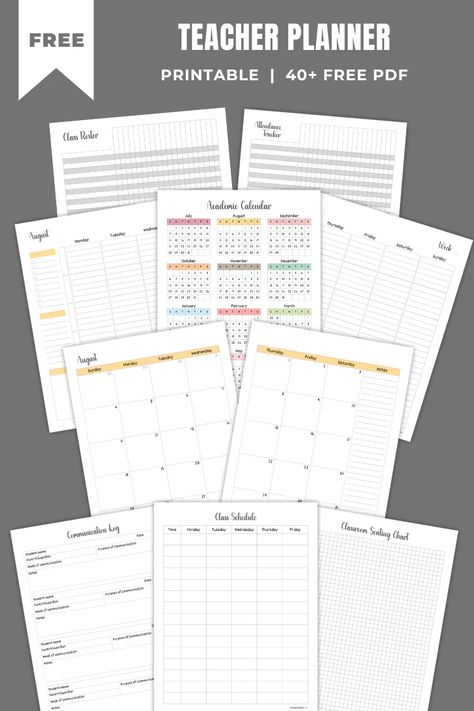 Teacher Planner 2024-2025 | Free PDF Templates Montessori, Teaching Planner Templates, Teacher Weekly Planner Free Printable, Happy Planner Teacher Printables, Weekly Teacher Planner Template, Printable Weekly Calendar Free, Printable Teacher Planner Free, Academic Planner Printables Free, 2024 2025 School Calendar