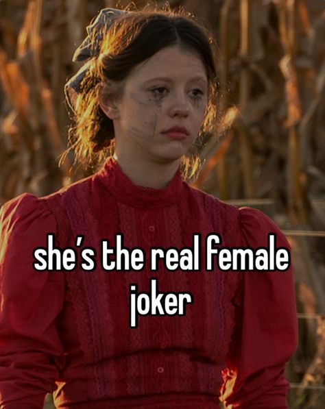 relatable whisper mia goth girlboss Female Joker Movies, Good For Her Movies, Horror Female, Female Joker, Female Rage, Mia Goth, Female Hysteria, Girl Interrupted, Good For Her