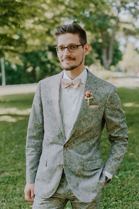 Mens Suit With Floral Shirt, Mens Spring Suits Wedding, Unique Grooms Suit, Floral Suit Men Wedding, Enchanted Garden Outfit Men, Mens Floral Suit Jacket, Patterned Groom Suit, Funky Wedding Suit, Wedding Suits Groom Spring