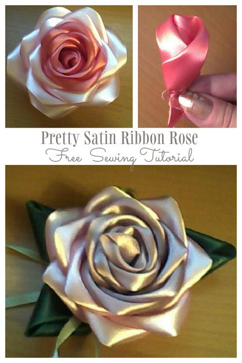 Couture, Diy Material Flowers, Wall Hanging Decor Ideas, Hanging Decor Ideas, Sewing Ribbon Flowers, Rose Bouquet Valentines, Silk Flowers Diy, Satin Flowers Diy, Suit Brooch