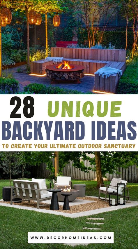 28 Unforgettable Backyard Ideas To Create Your Own Outdoor Oasis Seating Areas In Backyard, Small Garden Area Ideas, Modern Garden Landscape, Home Interiors Ideas, Backyard Oasis Diy, Unique Backyard, Backyard Sitting Areas, Creative Landscaping, Garden Sitting Areas