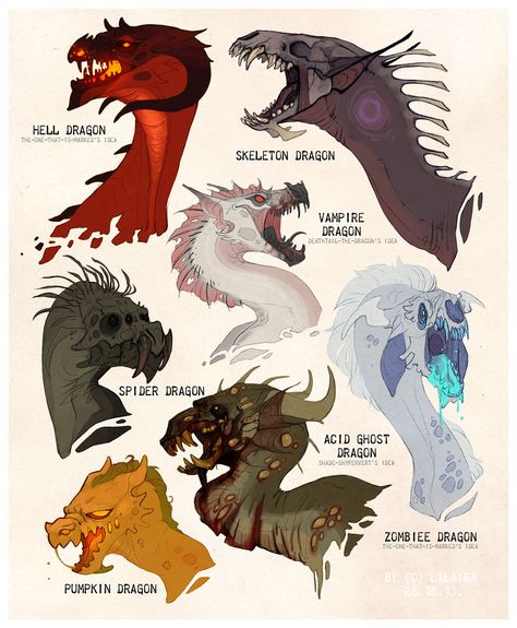 Halloween Dragons Dragon Heads, Types Of Dragons, Anime Karakterek, Dragon Sketch, Mythical Animal, 다크 판타지, Drawing Style, Monster Concept Art, Dragon Pictures