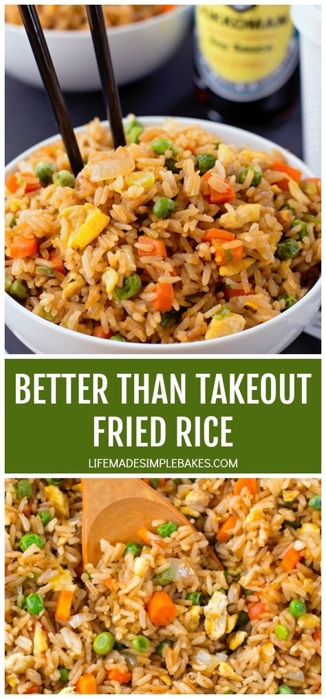 There's no need to order out! This Better Than Takeout Fried Rice recipe is ready to go in just 20 minutes! #betterthantakeoutfriedrice #takeoutfriedrice #friedrice #betterthantakeout #quickfriedrice Takeout Fried Rice, Homemade Fried Rice, Chicken Fried Rice Easy, Rice And Vegetables, Resepi Biskut, Better Than Takeout, Chinese Cooking Recipes, Rice Side Dishes, Fried Rice Easy