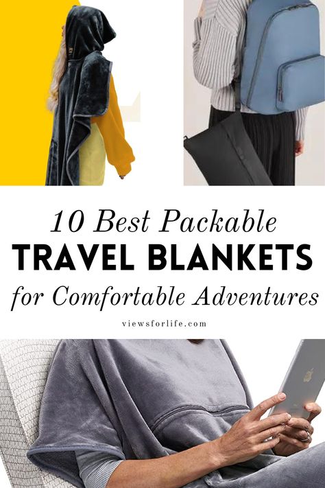 Discover the top 10 best packable travel blankets for comfortable adventures! Whether you're heading on a camping trip, embarking on a long flight, or planning a cozy picnic, these lightweight and compact blankets are perfect for staying warm and cozy on the go. Click through to find the perfect travel companion for your next adventure! Best Travel Blanket Airplane, Diy Travel Blanket, Travel Blanket Airplane, Best Travel Outfits For Women, Cozy Picnic, Cheap Travel Hacks, Airplane Blanket, Fall Travel Outfit, Travel Blanket