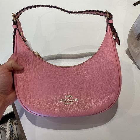 Nwt Coach Bailey Hobo With Whipstitch Shoulder Bag Refined Pebble Leather And Smooth Leather Inside Multifunction Pocket Zip-Top Closure, Fabric Lining Adjustable Handle With 9" Drop 11" (L) X 10 1/2" (H) X 2 3/4" (W) Pink Coach Shoulder Bag, Coach Pink Bag, Girly Handbags, Pink Coach Bag, Couch Bag, Dream Accessories, Tas Branded, Coach Hobo Bag, Shoulder Bag Pink