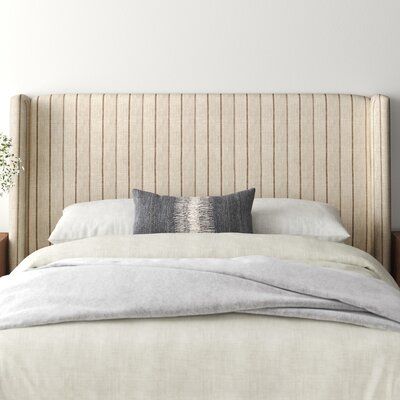 Wood And Upholstered Bed, Beige Headboard, Large Headboard, Headboard Upholstered, Headboard Cover, King Upholstered Bed, Velvet Headboard, Striped Bedding, Kids Headboard