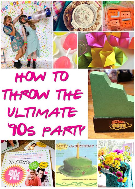 29 Essentials For Throwing A Totally Awesome ’90s Party   I feel like this is more making fun of the 90s, but pinning for some cute ideas 90s Party Ideas, 90s Party Decorations, Decade Party, 30th Bday Party, Throwback Party, 90s Theme Party, Party Like Its 1999, 30th Party, 90s Theme