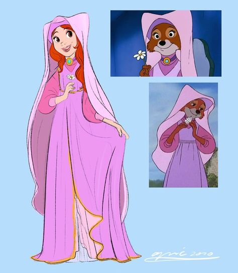 Maid Marian Disney Characters As Humans, Humanized Disney, Cartoon Characters As Humans, Disney Au, Robin Hood Disney, Maid Marian, 2160x3840 Wallpaper, Disney Animals, Modern Disney
