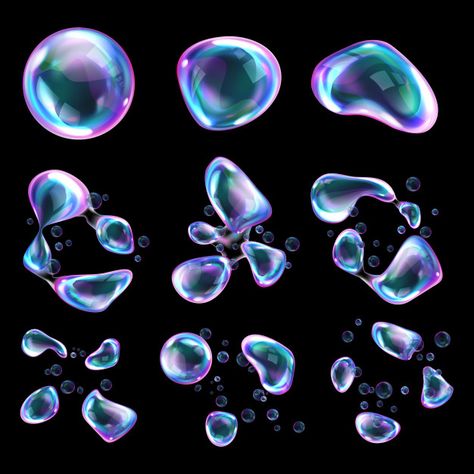 Bursting soap rainbow bubbles with reflections Vector | Free Download Underwater Bubbles Drawing, Soap Bubbles Drawing, Bubbles Reference, Soap Bubbles Aesthetic, How To Draw Bubbles, Bubbles Texture, Bubbles Drawing, 3d Bubbles, Bubbles Painting