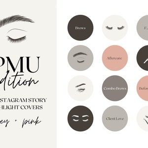 PMU Instagram Highlight Instagram Highlight Covers IG - Etsy Canada Highlights, Eyebrows, Highlight Instagram, Instagram Highlight Covers, Highlight Covers, Instagram Highlight, Digital Drawing, Drawing Illustrations, Illustrations