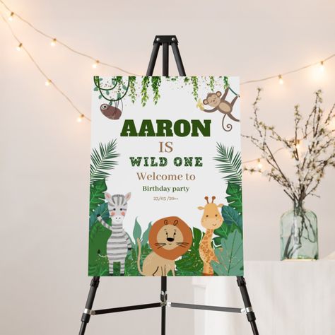 Safari Baby Birthday, Jungle Safari Baby, Birthday Welcome Sign, Jungle Safari, Safari Baby, Birthday Decor, Wild One, Make Your Own Poster, Birthday Sign