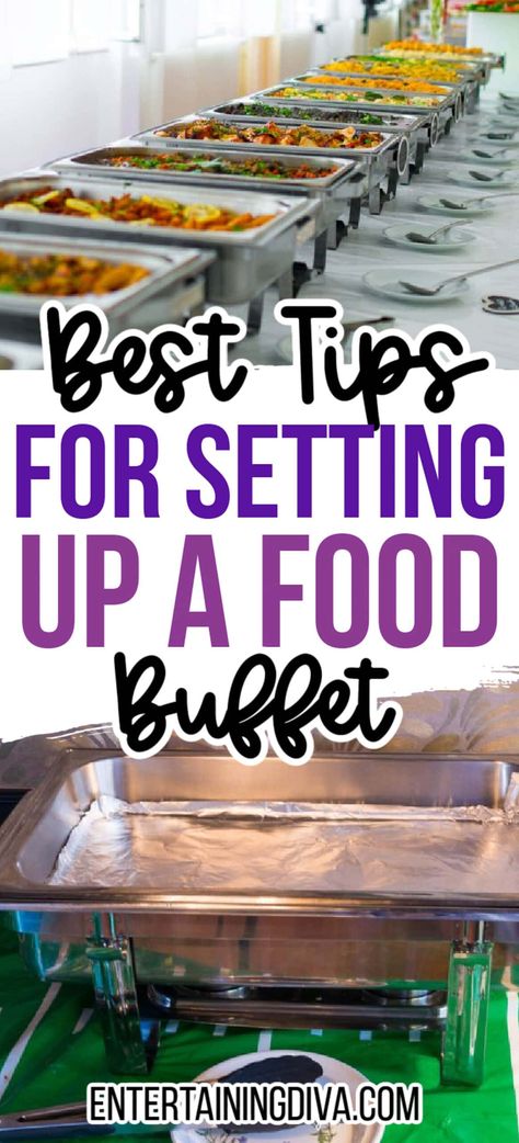 How To Set Up A Buffet | Party Planning Tips Silverware For Party Buffet, How To Set Up A Bbq Buffet Table, Setting Up Buffet Table Display, How To Arrange Food On Table For Party, Dollar Tree Buffet Table, Food Buffet Set Up, How To Set The Table For Dinner, Outdoor Buffet Table Ideas Parties Food, Buffet Line Set Up