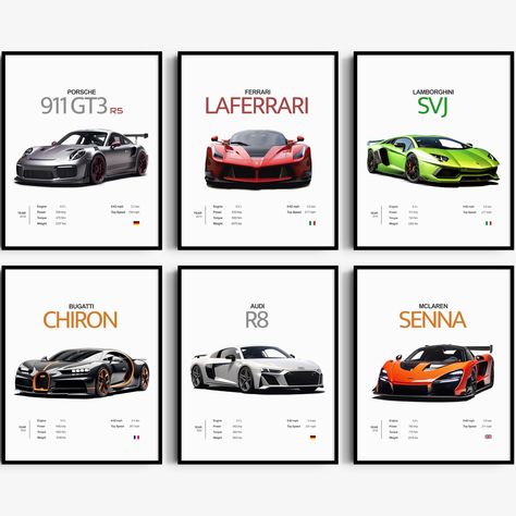 PRICES MAY VARY. Unframed Set of 8x10 Prints: Our luxury car posters are the ultimate wall decor for bedroom men. Transform your space into a haven of sophistication and style with these stunning pieces. Unleash Your Passion: These posters for bedroom men are a true reflection of your love for cars. Adorn your walls with the essence of car art and let your passion shine through. Men's Wall Art Redefined: Our collection of car pictures offers a unique blend of elegance and masculinity. Experience Mens Posters Bedroom, Car Wall Posters, Cool Car Posters, Car Guy Room Ideas, Wall Art For Men Bedroom, Car Guy Decor, Guy Room Ideas, Posters For Men, Mens Wall Art