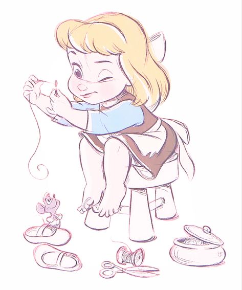 Animators Disney, Sketch Disney, Cinderella Art, Baby Cinderella, Animation Disney, Disney Drawings Sketches, Disney Animator Doll, Kawaii Disney, Disney Animators