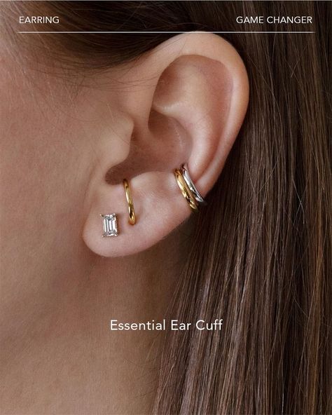 Ear Cuffs, Mixed Metals Jewelry Style, Mixing Metals, Ear Style, Mixed Metal Earrings, Mixed Metal Jewelry, Silver Ear Cuff, Silver Jewels, Gold Cuffs