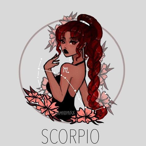 Shoutout to the artist MADYAXX who create this beautiful artwork of Scorpio. If you wanna see more of her work and support her you can go check out her instagram. (instagram: @madyaxx). -Love ♥ Scorpio Character Design, Scorpio Zodiac Drawing, Scorpio Cartoon, Scorpio Character, Scorpio Zodiac Art, Scorpio Wallpaper, Zodiac Scorpio Art, Scorpio Art, Cartoon Kunst