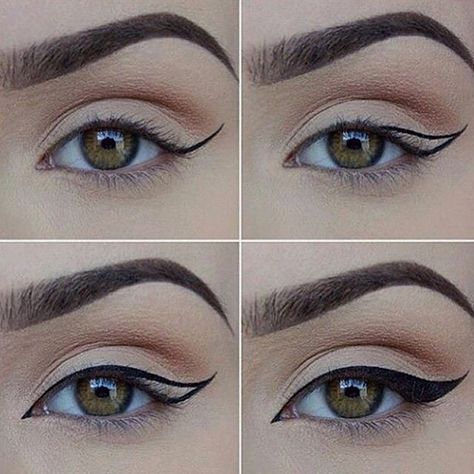 A cat's eyes are enchanting, aren't they? That slender shape and outline – there's something about those feline eyes! Make Up Mata, Cat Eye Makeup Tutorial, Bentuk Alis, Khol Eyeliner, Tutorial Eyeliner, Mekap Mata, Perfect Winged Eyeliner, Eyeliner Tips, Eyeliner Hacks