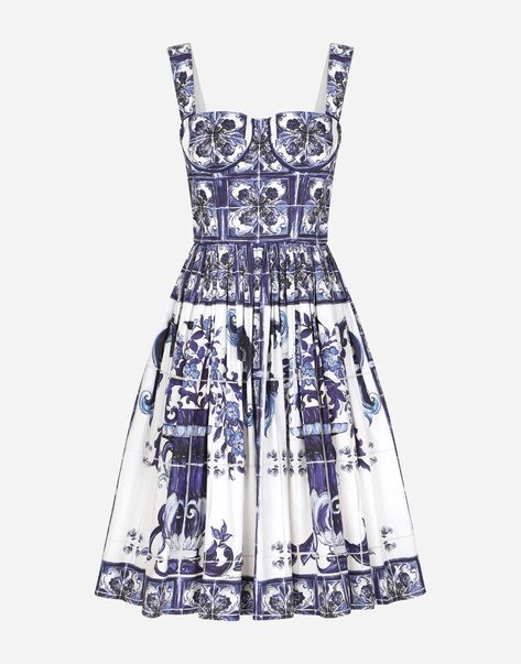 Couture, Bustiers, Bustier Midi Dress, Poplin Skirt, Printed Short Dresses, Dolce Gabbana Dress, Blue Dress Casual, Modieuze Outfits, Bustier Dress