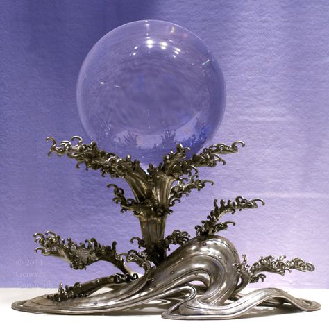 Chinese rock crystal ball, Qing Dynasty 1644-1911, on Japanese silver stand 1900-50 Magic Orb, Witchy Items, Harry Potter Disney, Armadura Medieval, Glass Bubble, Witch Aesthetic, Rock Crystal, Halloween Witch, Crystal Ball