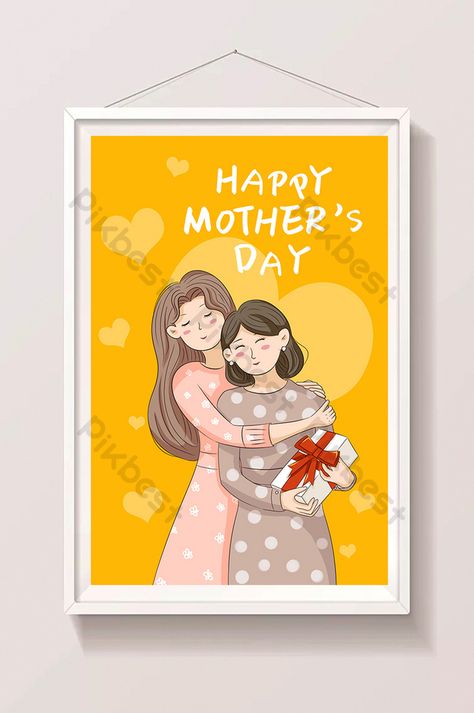 Poster On Mother's Day, Mother Day Drawings, Mom Illustration Art, Happy Mothers Day Illustration, Gifts Illustration, Mothers Day Drawings, Mom Drawing, Happy Mother Day, Mather Day