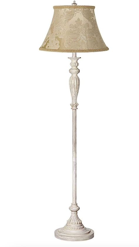 360 Lighting Traditional Vintage Shabby Chic Standing Floor Lamp 60" Tall Antique White Washed with Ivory Brocade Fabric Bell Shade Decor for Living Room Reading House Bedroom Family Home French Country Lamp, French Country Lamps, Free Standing Lamps, Long Lamp, French Floor Lamp, Classic Lamp, French Floor, Standing Lamps, Gustavian Style