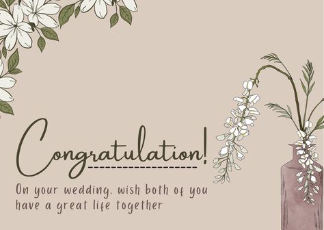 Looking for the perfect wedding congratulation card template? Look no further! Our customizable templates allow you to create a personalized and heartfelt message for the happy couple. Choose from a variety of designs and styles to match your unique taste. Congratulation Card, Wedding Greetings, Wedding Congratulations Card, Wedding Congratulations, Greeting Card Template, Great Life, Template Ideas, Flower Wedding, The Perfect Wedding