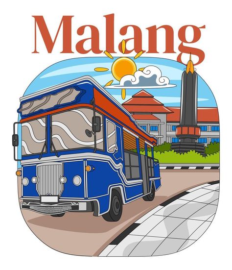 Malang City, City Vector Illustration, Manifest 2024, Cycling Jersey Design, City Cartoon, Indonesian Art, Infographic Poster, City Icon, City Vector