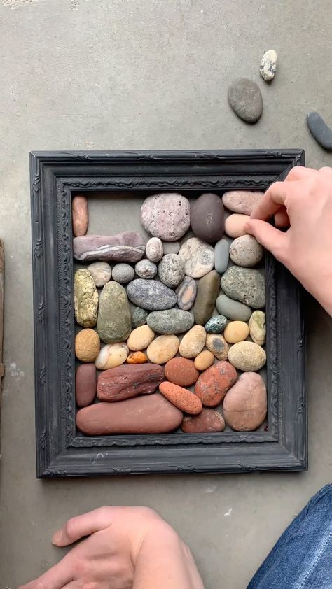 twiggyabi on Instagram: Did you see where I bumped the frame after the yellow rocks were placed. I’m a klutz and most of my flatlay have moments like that in the… Hemma Diy, Deco Nature, Rock Decor, Painting Rocks, Garden Art Sculptures, Stone Crafts, Beach Crafts, Deck Decorating, Painted Stones