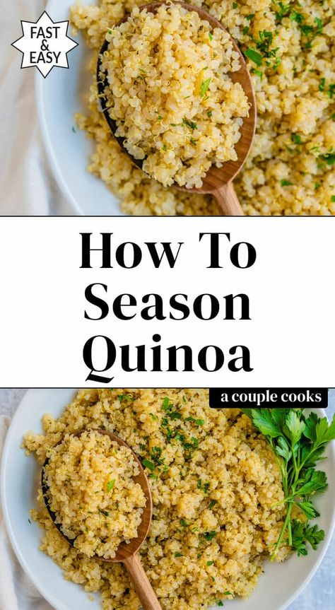 Seasoning For Quinoa, How To Season Quinoa Healthy, Couscous, Quinoa With Chicken Broth, Healthy Quinoa Recipes Sides, Flavor Quinoa Recipes, Italian Quinoa Recipes, How To Make Quinoa Taste Good, Indian Quinoa Recipes