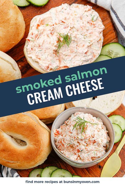 This Smoked Salmon Cream Cheese is the perfect addition to your weekend brunch, but it makes a great spread for cracker and fresh veggies too! With just a few simple ingredients and loads of smoky, creamy, tangy flavor, you'll love this homemade cream cheese blend. Canned Salmon And Cream Cheese Recipes, Salmon Cream Cheese Sandwich, Salmon Spread Cream Cheese, Salmon Dip Cream Cheese, Keto Camping, Alaska Recipes, Smoked Salmon And Cream Cheese, Smoked Salmon Spread, Salmon And Cream Cheese