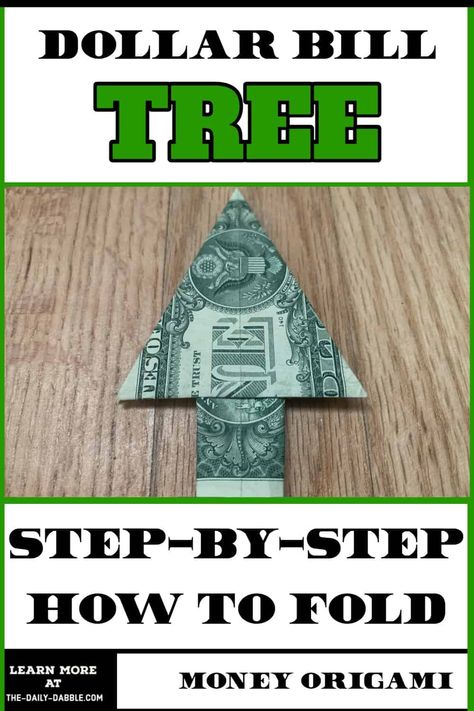 Natal, How To Fold Money, Oragami Christmas Tree, Folding Money For Gifts Step By Step, Origami Christmas Tree Card, Christmas School Crafts, Money Oragami, Fold Dollar Bill, Easy Dollar Bill Origami