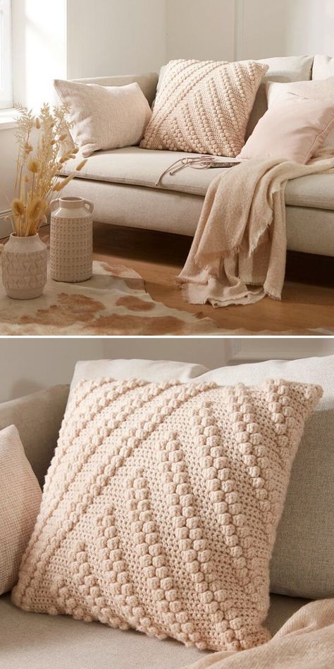 Bobble Crochet Pillow Patterns, Knitted Pillows Patterns, Knit Pillow Covers, Cushion Covers Crochet, Pillow Case Pattern Crochet, Free Crochet Patterns Pillow Cover, Crochet Patterns Cushion, Crochet Cushions Cover, Cushion Cover Crochet Free Pattern