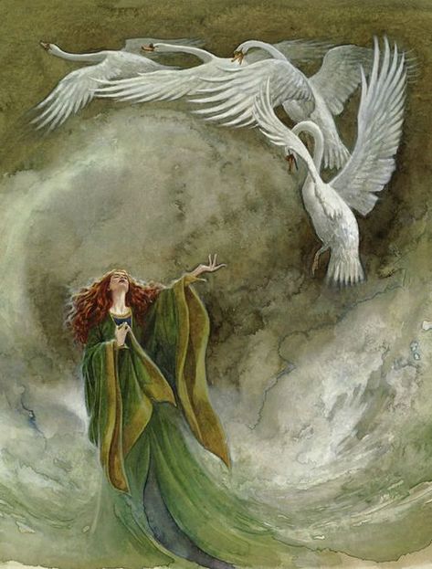 Blarney Woollen Mills tells the tale of the classic Irish legend - the Children of Lir. The story is rich in Irish folklore, myths and magic. Celtic Mythology, Celtic Myth, Baba Jaga, Irish Folklore, Irish Mythology, Pretty Princess, Irish Art, Fairytale Illustration, Images Esthétiques