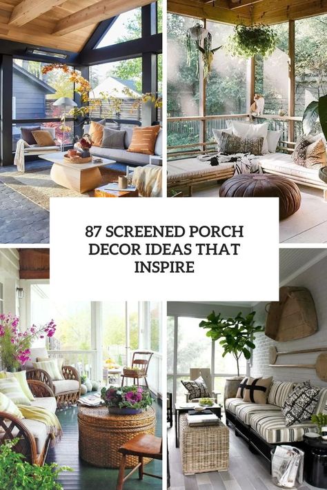 screened porch decor ideas that inspire cover Enclosed Patio Decor Ideas, Screened Back Porch Decorating Ideas, Screened In Living Room, Vintage Screen Porch, Furniture For Screened In Porch, Sunporch Ideas Screened In Porch, Rustic Back Porch, Small Screened In Porch Decorating Ideas, Sun Porch Ideas Enclosed