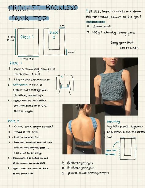 crochet backless tank top.pdf - Google Drive Boho Crochet Top, Crochet Top Patterns, Backless Tank Top, Mode Crochet, Top Patterns, Crochet Business, Crochet Design Pattern, Crochet Clothing And Accessories, Beginner Crochet Projects