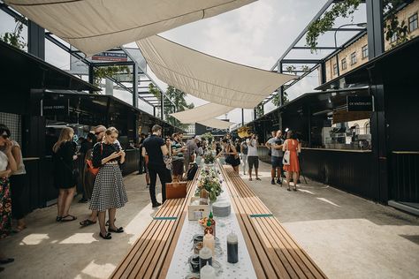 Manifesto Market transforms Prague's heartland with black containers as a new food space