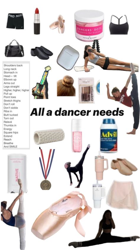 Things Every Dancer Needs, Competition Dance Bag Essentials, Dancer Must Haves, Dance Competition Packing List, Dance Bag Essentials, Dance Wishlist, Dancer Tips, Dancer Things, Dance Bags Essentials