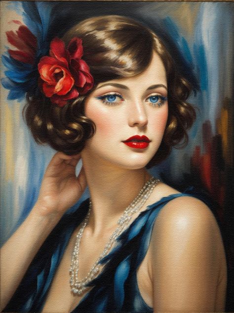 1920s Flapper Girl. Flapper Girl Art, 1920s Flapper Girl, Flapper Girls, Flapper Art, Portrait References, Party Inspo, Art Deco 1920s, Flapper Girl, Gatsby Party