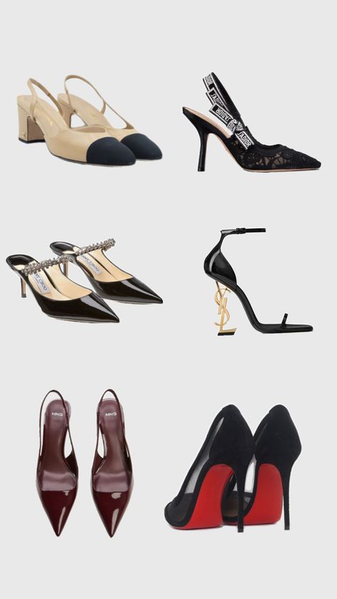 #heels #chanel #dior #louboutin #jimmychoo #jadior #Mango #ysl Louboutin Heels Aesthetic, Short Black Dress Outfit, Lace Evening Dress Long, Hogwarts Outfits, Luxury Heels, Tan Sneakers, Heels Aesthetic, Fashion Shoes Heels, Ysl Heels