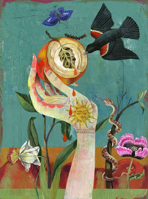 olaf hajek. Art And Illustration, Olaf Hajek, Arte Occulta, Birds And Flowers, Arte Inspo, Inspirational Art, Olaf, Painting Inspiration, Creative Art