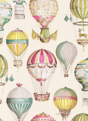 Get into the vintage nursery trend by taking a look through this collection of inspiring images. Hot Air Balloons Art, Motif Art Deco, Vintage Hot Air Balloon, Ideas Vintage, Vintage Nursery, Wallpaper Direct, Balloon Art, Bath Room, Vintage Wallpaper