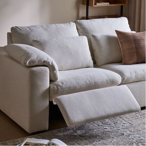 Couch Recliner Living Room, Modern Reclining Sofa, Modern Reclining Sectional, Loveseats For Small Spaces, Modern Recliner Sofa, West Elm Living Room, Reclining Sofa Living Room, Most Comfortable Couch, Stylish Recliners