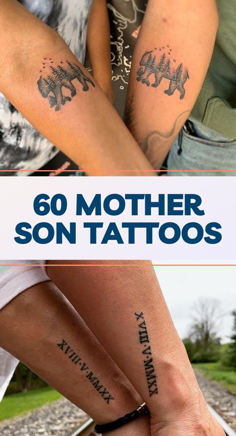 Mom Tattoos Unique, Matching Tattoo Mother Son, Tattoo Ideas For Mom And Son, Mother And Son Tattoos Ideas, Mother Son Tattoos Ideas, Tattoo Ideas For Mother And Son, Matching Tattoos Son And Mom, Matching Son And Mom Tattoos, Mom Son Matching Tattoo Ideas