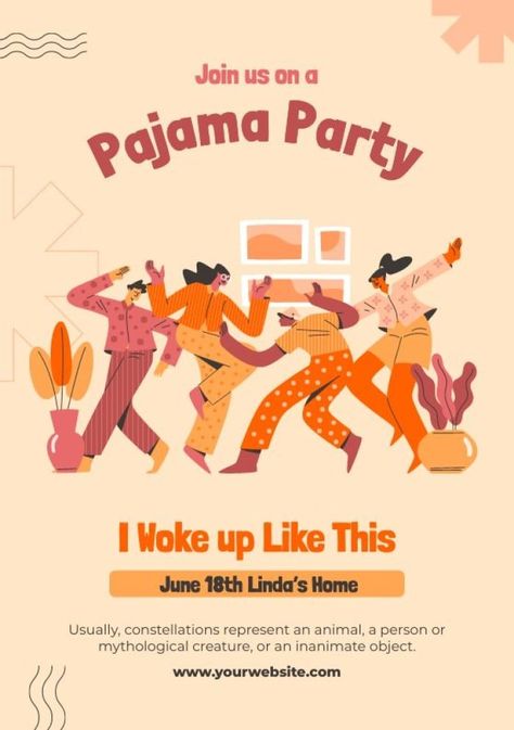 Creative Hand-drawn I Woke Up Like This Pajama Party Invitation Pajama Party Illustration, Pajama Party Invitations, Pajama Party Invite, Photo Concept, Party Invite Design, Party Invitation Template, The Editor, Brand Kit, Picnic Party