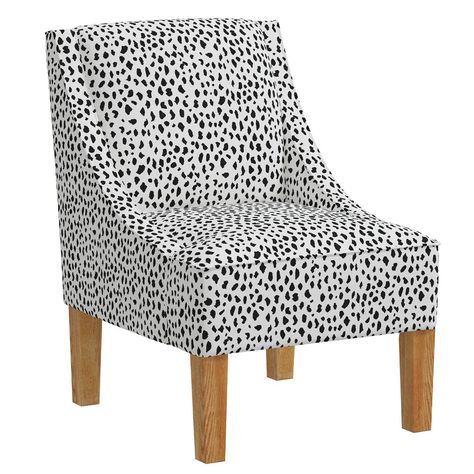 Position this comfortable "go anywhere" swoop arm chair wherever you need reliable seating in your home. Let it serve as a showpiece - a tasteful display of your own personal style. The square back and attention getting wooden block legs are hallmarks of the piece's great design, and it is fully hand upholstered in gorgeous fabric. Manufactured in Illinois and made to order in Illinois, customize this piece to blend - or to go bold; it's your choice. This chair works well in many different space Apolstered Chairs, Teacher Chair, Teacher Chairs, Stylish Accent Chairs, Comfy Accent Chairs, Polka Dot Chair, Swivel Dining Chairs, Condo Ideas, Skyline Furniture