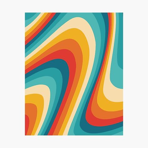 Wavy Painting, 70s Retro Aesthetic, Wow Painting, Yearbook Covers Design, Rainbow Landscape, Living Room Canvas Art, Painted Clothes Diy, Yearbook Covers, Drink Cart