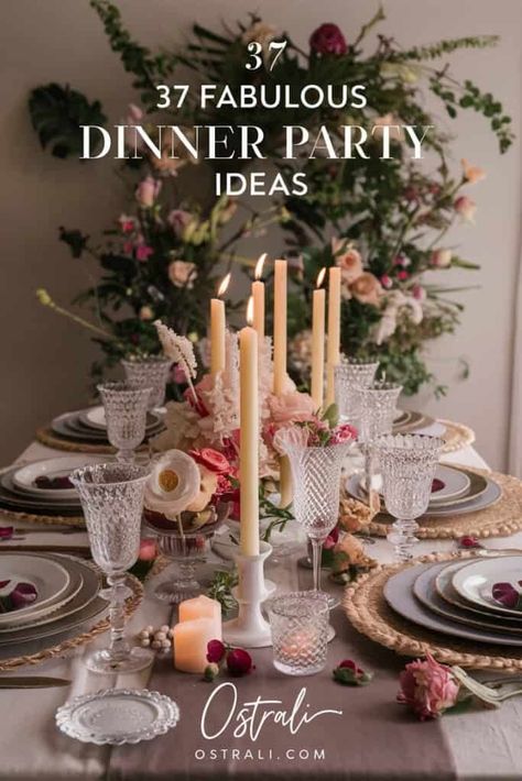 37 Fabulous Dinner Party Ideas to Dazzle Your Guests Tonight Make Your Own Dinner Party Ideas, Dinner Party At Home Aesthetic, Small Intimate Dinner Party At Home, Moms Birthday Dinner Ideas, Low Key Dinner Party, Parisian Dinner Party Aesthetic, Fancy Dinner Birthday Party, Fancy Dinner Decor, Girls Dinner Party Ideas