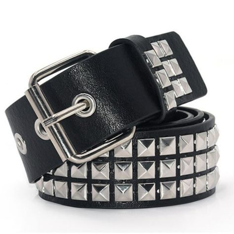 Women's Belt Black Studded Pu Leather Silver Studs Nice Quality Material: Leather, Alloy Size: 110*3.8cm/43*1.5 Inches Punk Rock Fashion, Punk Men, Waist Belts, Estilo Punk, Jean Belts, Studded Belt, Faux Leather Belts, Metal Belt, Leather Silver